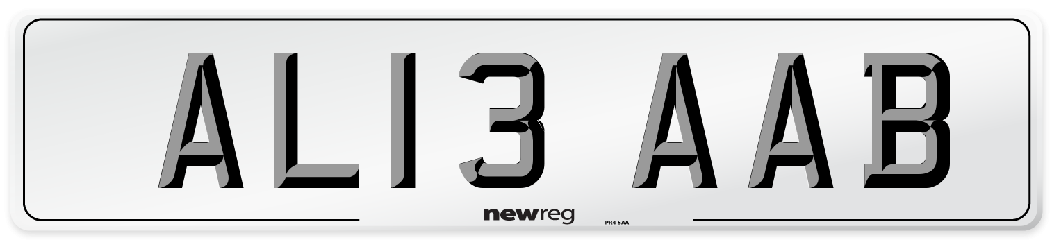 AL13 AAB Front Number Plate