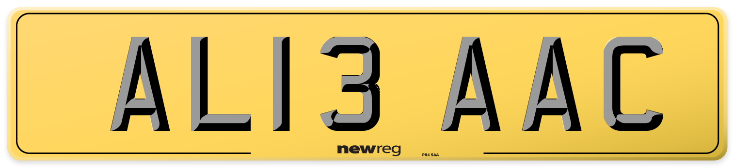 AL13 AAC Rear Number Plate