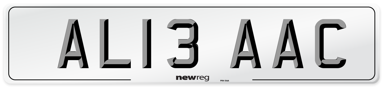 AL13 AAC Front Number Plate