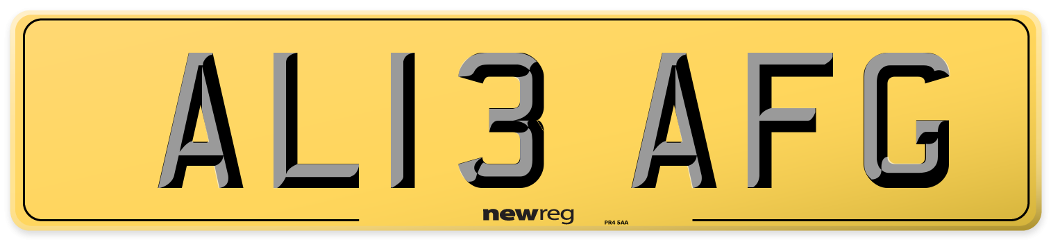 AL13 AFG Rear Number Plate