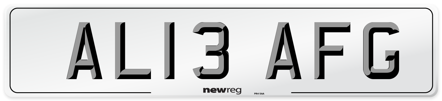 AL13 AFG Front Number Plate