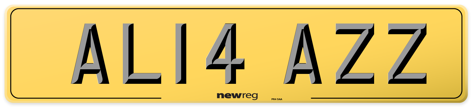 AL14 AZZ Rear Number Plate