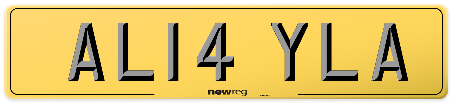 AL14 YLA Rear Number Plate