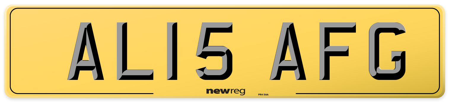 AL15 AFG Rear Number Plate