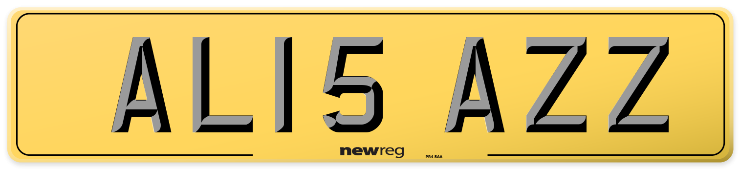 AL15 AZZ Rear Number Plate