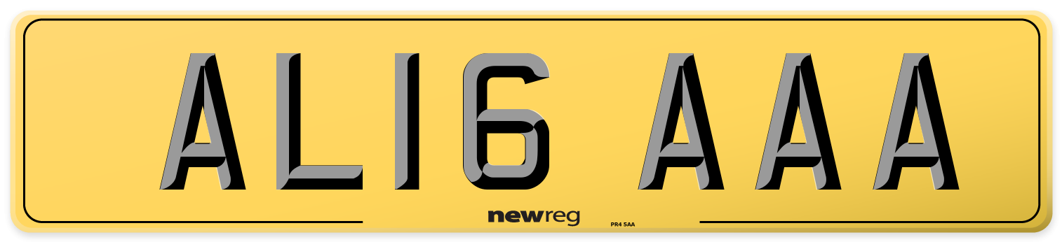 AL16 AAA Rear Number Plate