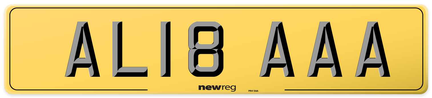 AL18 AAA Rear Number Plate
