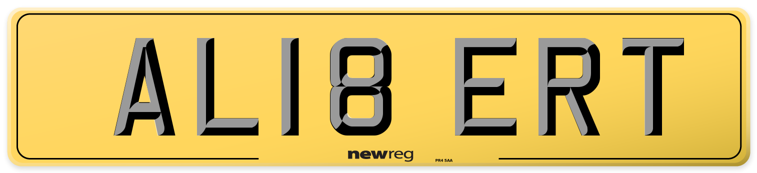 AL18 ERT Rear Number Plate