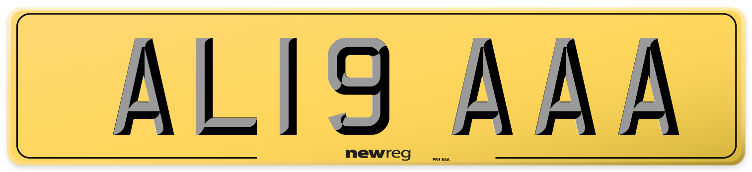 AL19 AAA Rear Number Plate