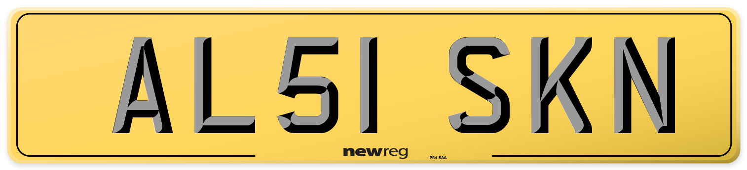 AL51 SKN Rear Number Plate