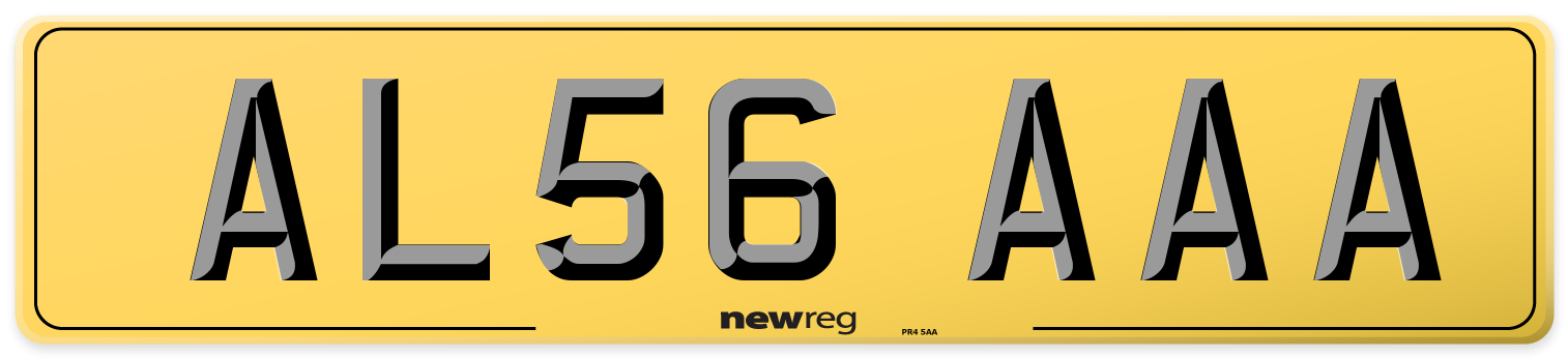 AL56 AAA Rear Number Plate