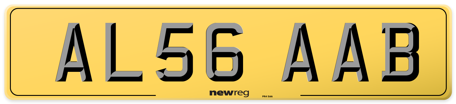 AL56 AAB Rear Number Plate
