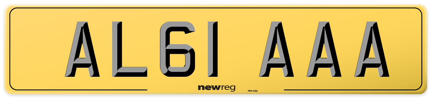 AL61 AAA Rear Number Plate
