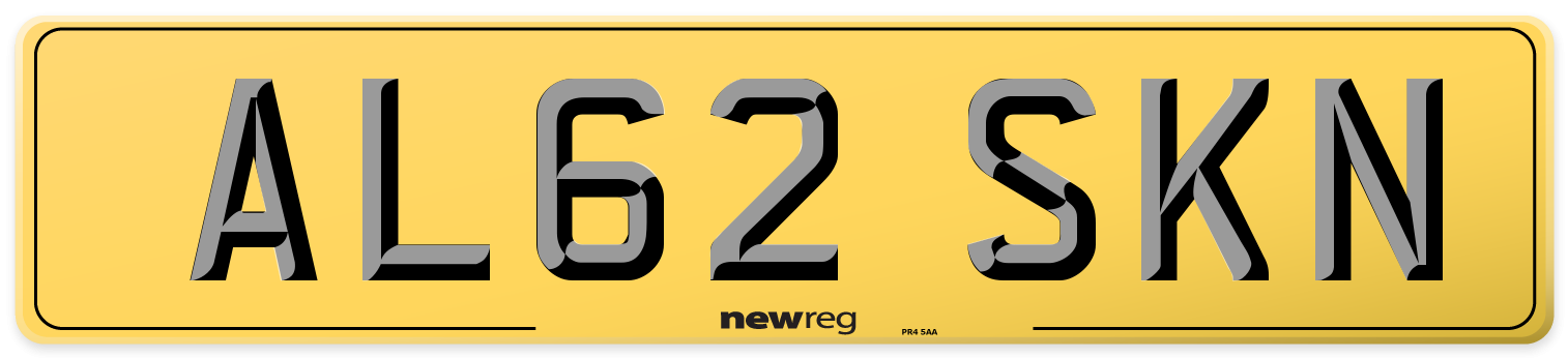 AL62 SKN Rear Number Plate