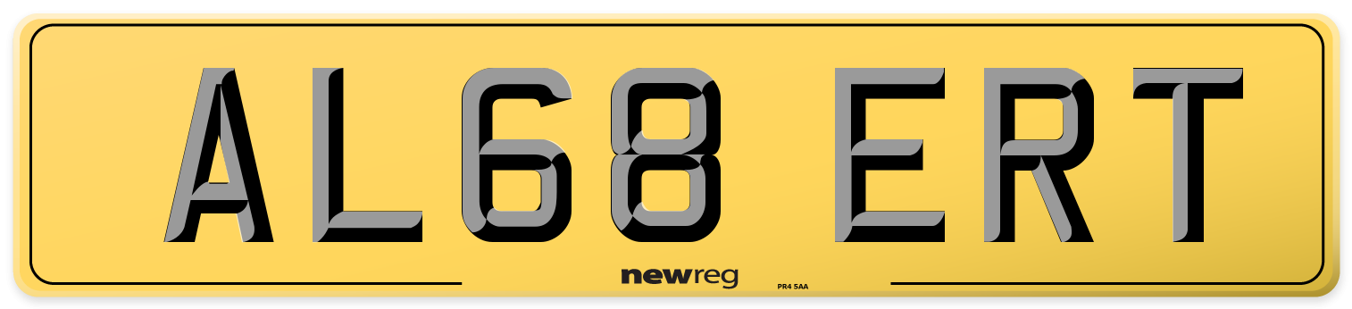 AL68 ERT Rear Number Plate