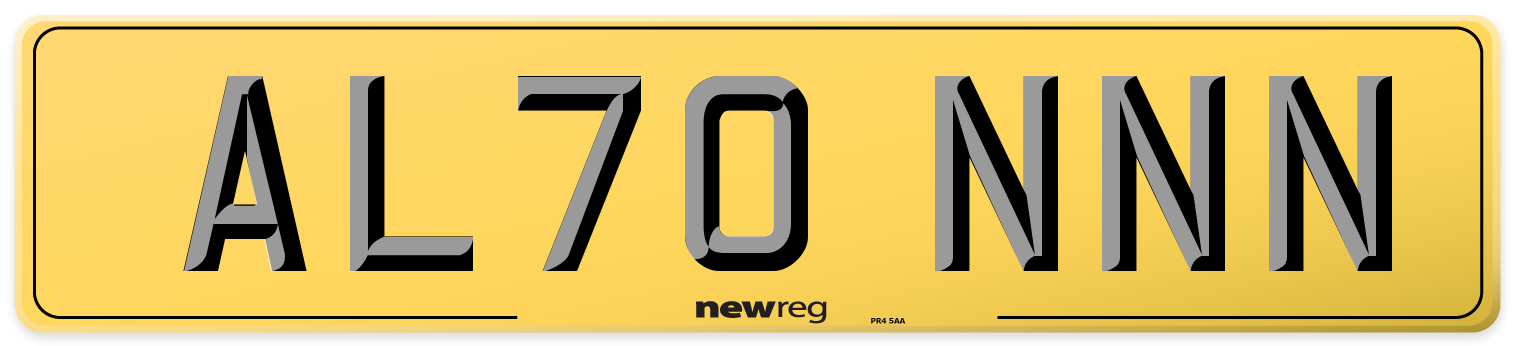 AL70 NNN Rear Number Plate