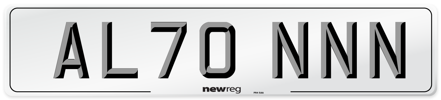 AL70 NNN Front Number Plate