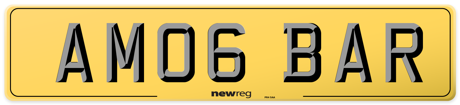 AM06 BAR Rear Number Plate