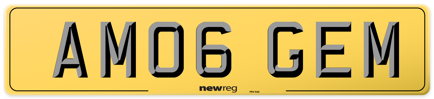 AM06 GEM Rear Number Plate