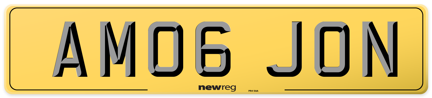 AM06 JON Rear Number Plate