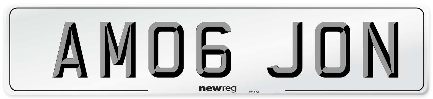 AM06 JON Front Number Plate