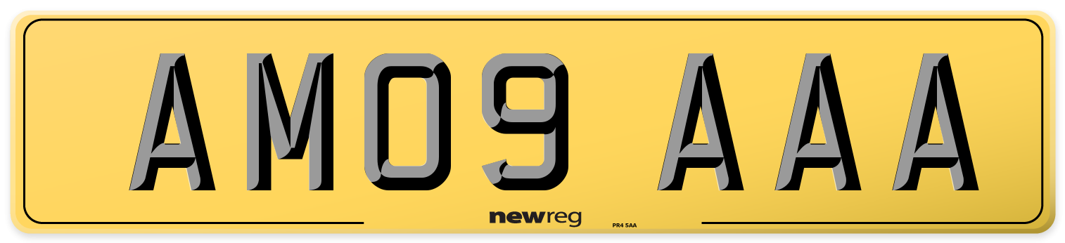 AM09 AAA Rear Number Plate