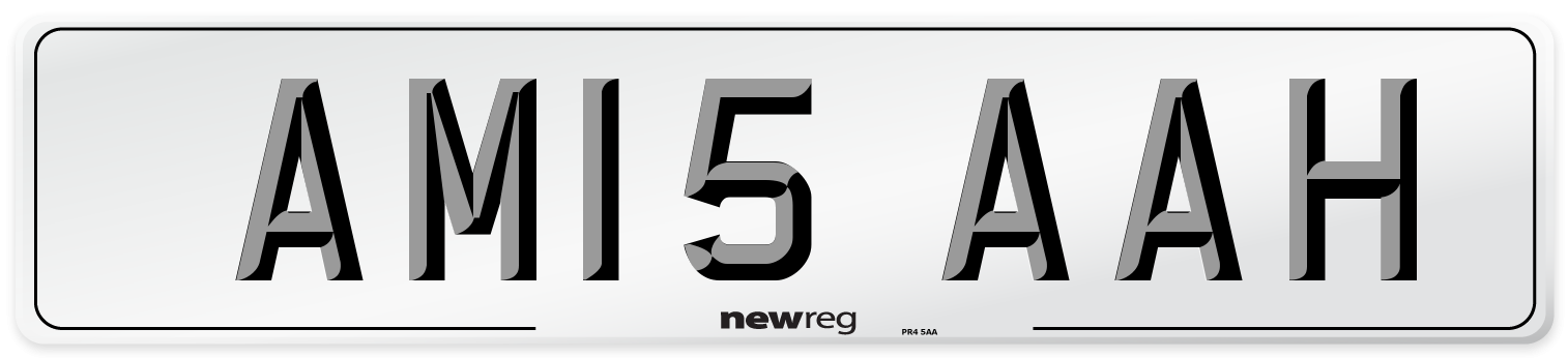 AM15 AAH Front Number Plate