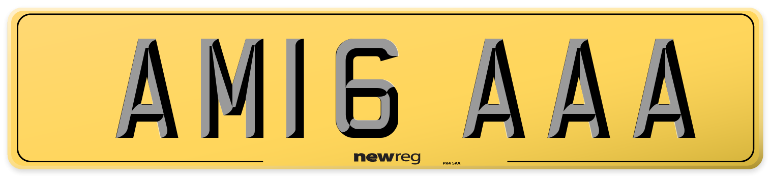AM16 AAA Rear Number Plate