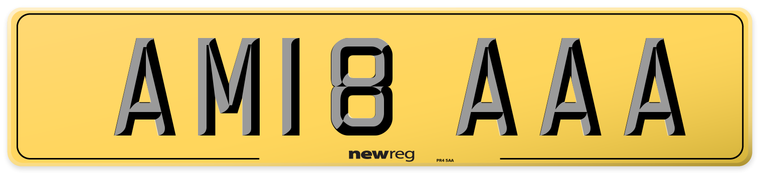 AM18 AAA Rear Number Plate