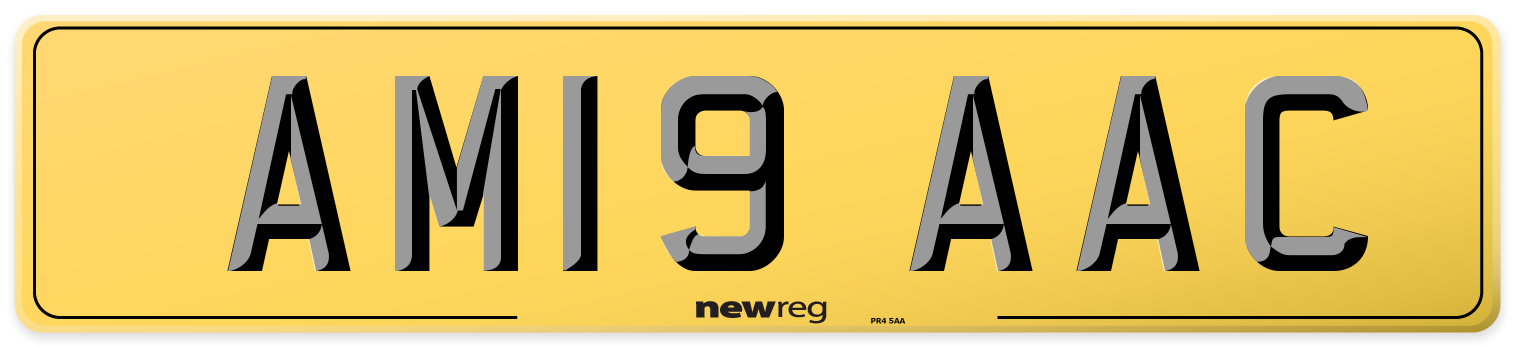 AM19 AAC Rear Number Plate