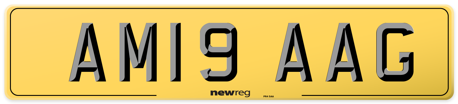 AM19 AAG Rear Number Plate