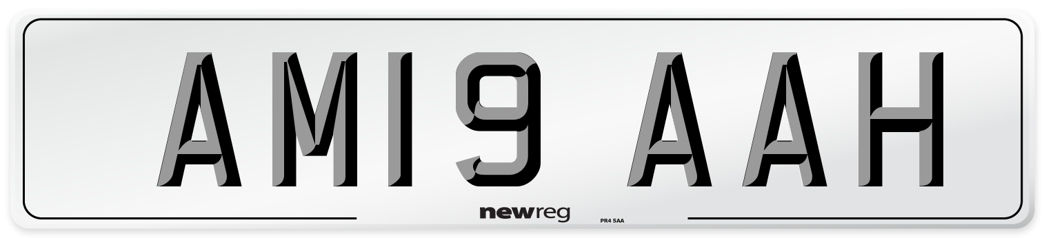 AM19 AAH Front Number Plate