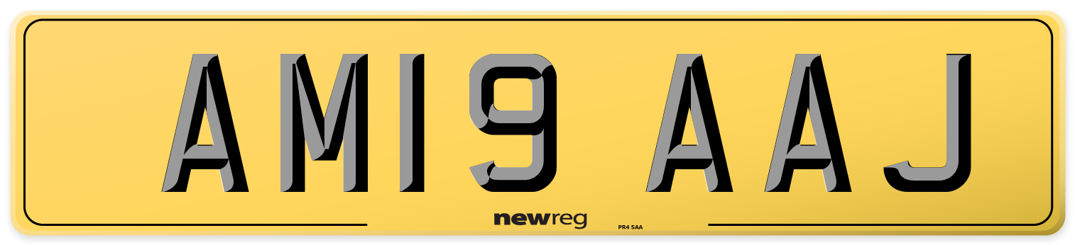 AM19 AAJ Rear Number Plate