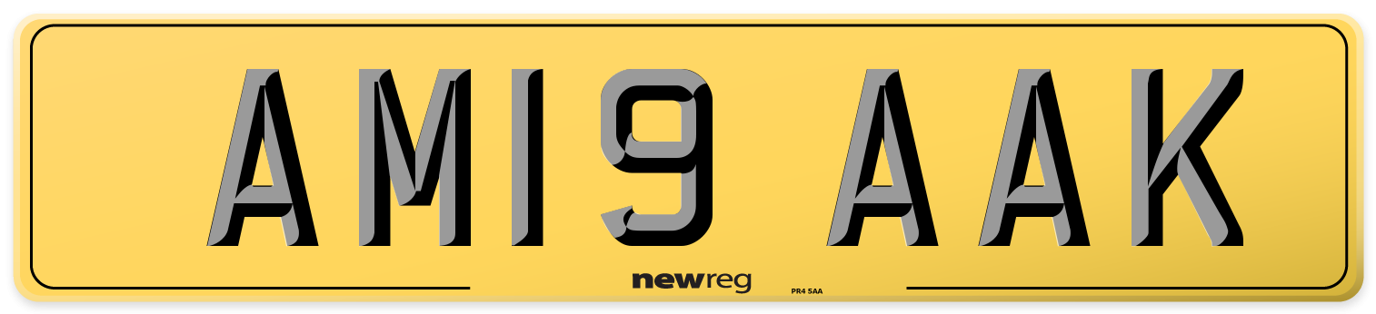 AM19 AAK Rear Number Plate