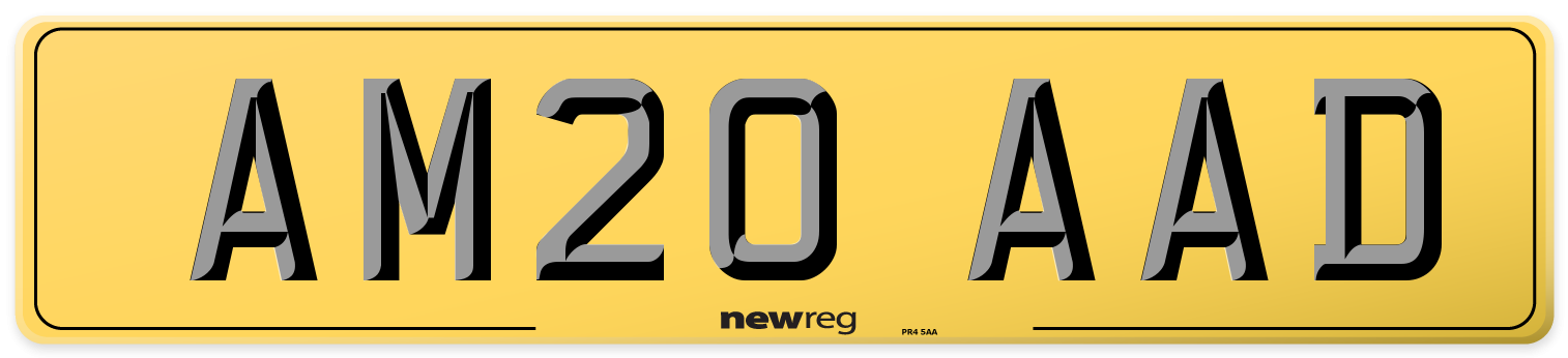 AM20 AAD Rear Number Plate