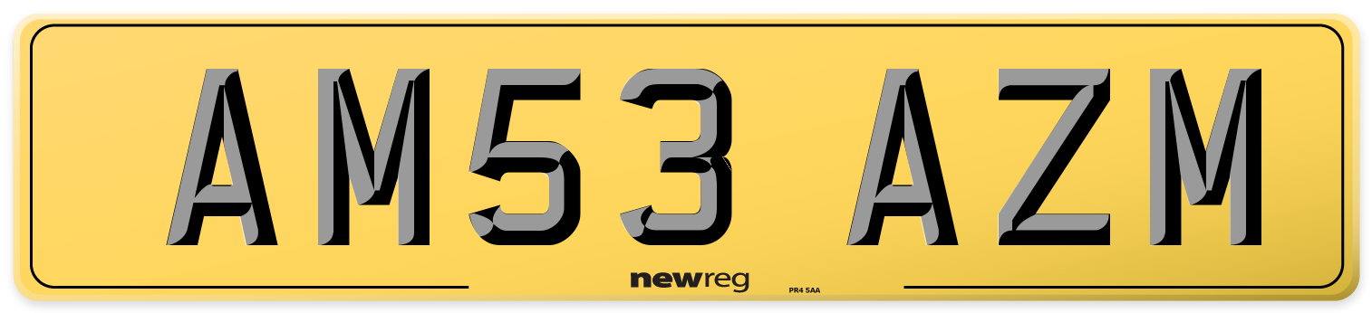 AM53 AZM Rear Number Plate