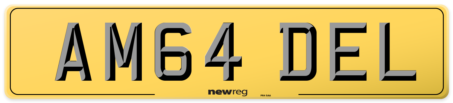AM64 DEL Rear Number Plate