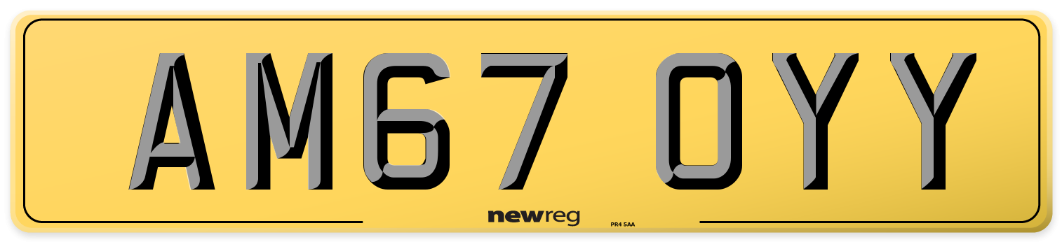 AM67 OYY Rear Number Plate