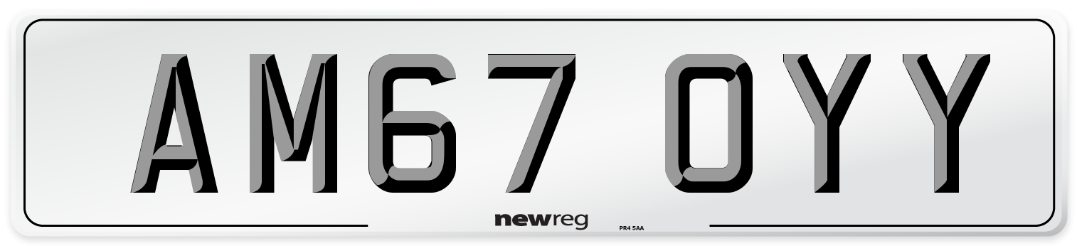 AM67 OYY Front Number Plate