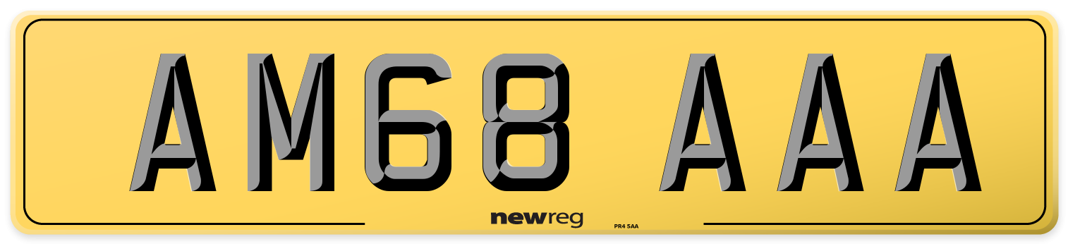 AM68 AAA Rear Number Plate