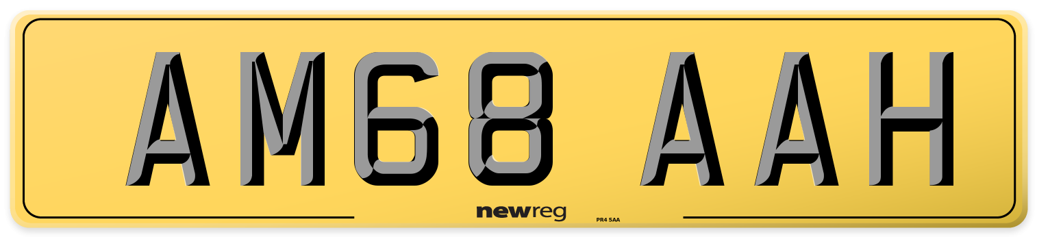 AM68 AAH Rear Number Plate