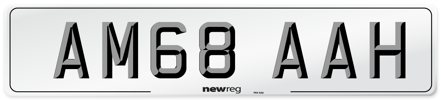 AM68 AAH Front Number Plate