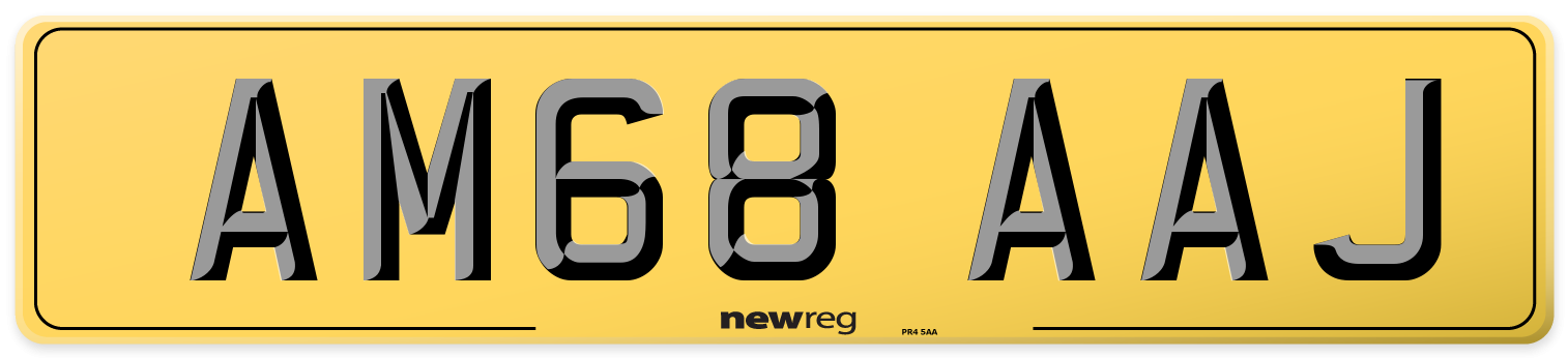 AM68 AAJ Rear Number Plate