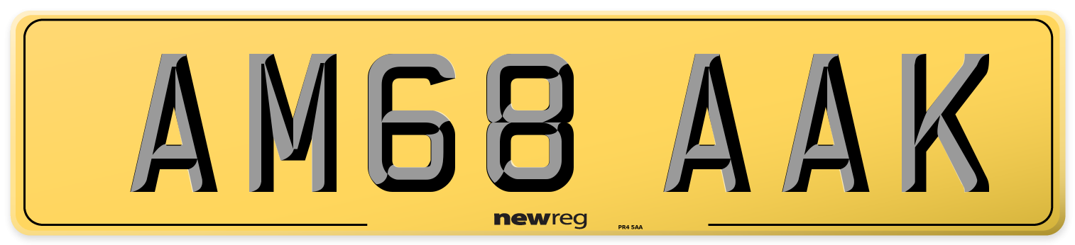 AM68 AAK Rear Number Plate