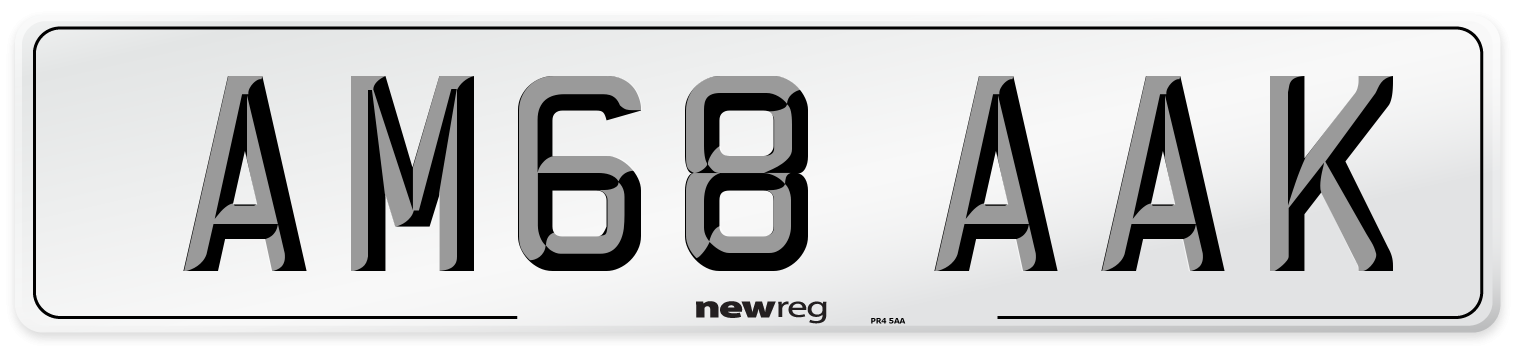 AM68 AAK Front Number Plate