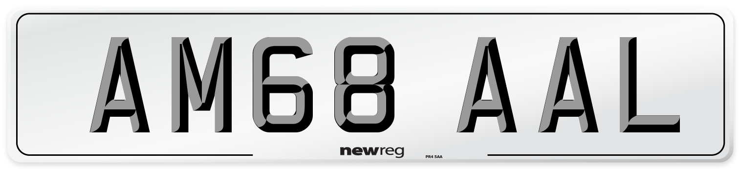 AM68 AAL Front Number Plate