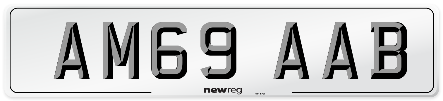 AM69 AAB Front Number Plate