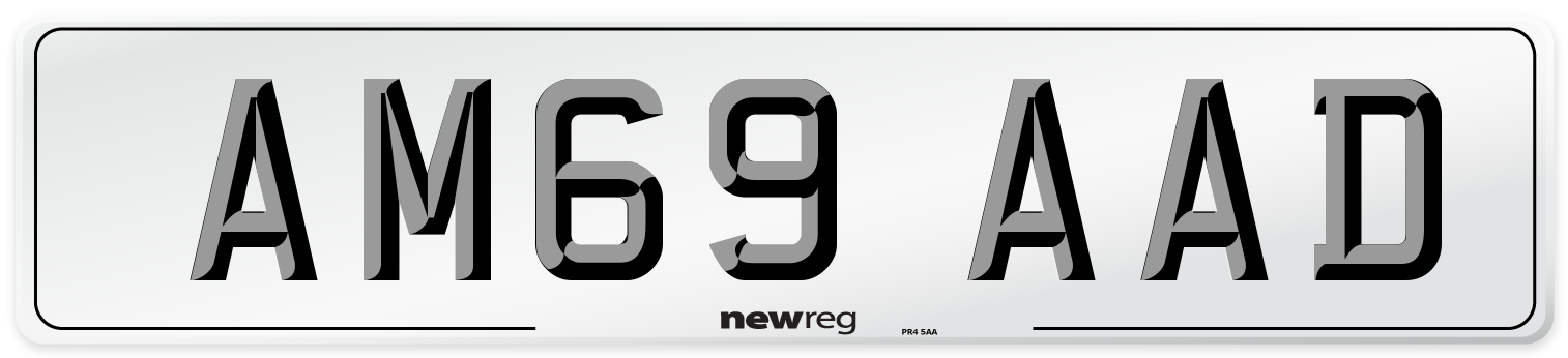 AM69 AAD Front Number Plate