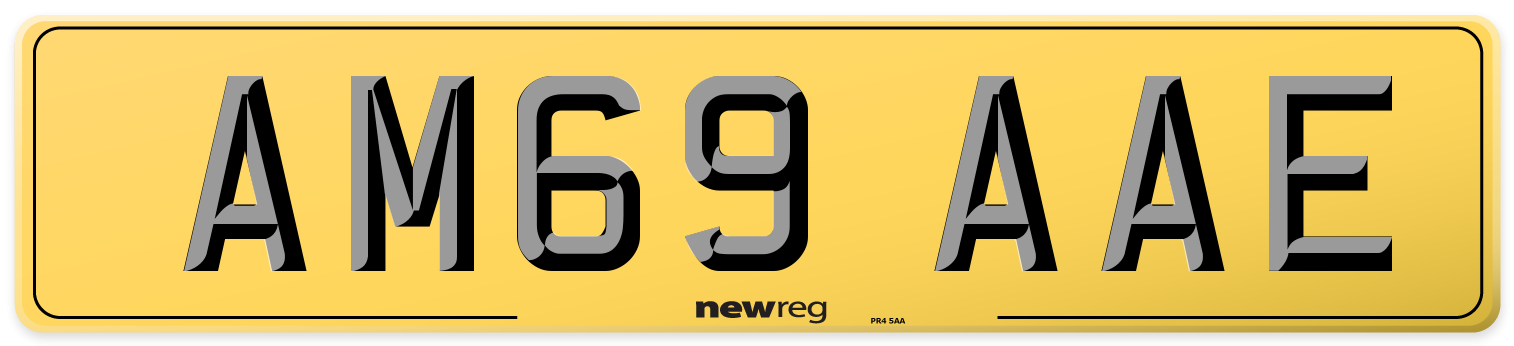 AM69 AAE Rear Number Plate