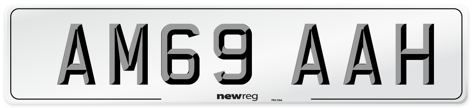 AM69 AAH Front Number Plate